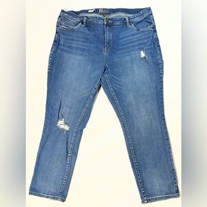 Kut Fron The Kloth Jeans Womens 20W Blue Katy Boyfriend Distressed Denim Stretch